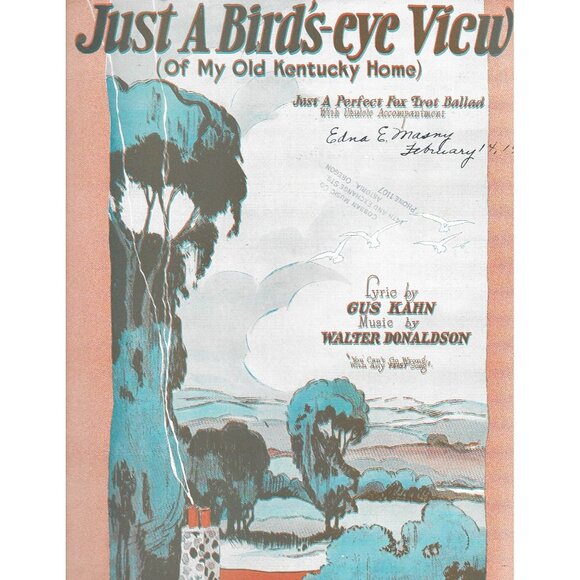 Leo Feist , Inc. Other - 1926 Just A Bird’s-Eye View Sheet Music Gus Kahn Walter Donaldson Leo Feist
